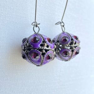 Purple gunmetal globe earrings